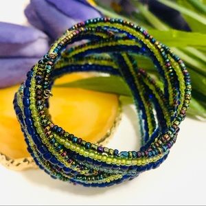🌺sparkle seedbead Memory Wire cuff Bracelet